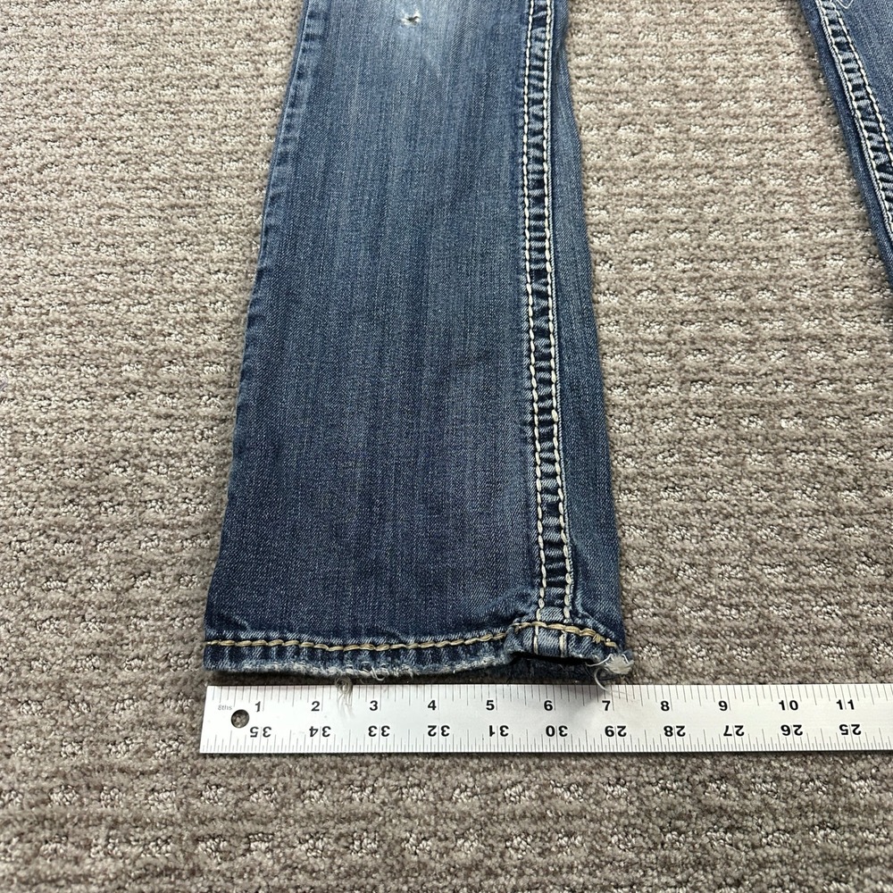 Y2K Silver Jeans Co Aiko Bootcut Distressed Thick Stitch Denim W27 L33 Medium - Picture 4 of 10